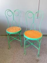 Pair of 2 Metal Ice Cream Parlor Chairs