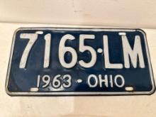 1963 Ohio License Plate, Condition as Pictured