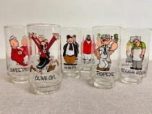 Set of 7 Coke Popeye Drinking Glasses (1975)