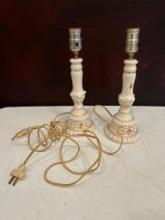 Pair of Vintage Porcelain Lamps Without Shades