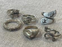 Group of 6 Costume Rings