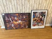 Pair of 1990s Framed Basketball Prints/Posters