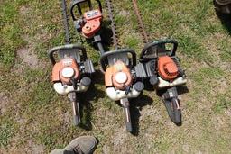 4 HEDGE TRIMMERS INCLUDING 1 HOMELITE 2 HUSQVARNA AND 1 UNKNOWN