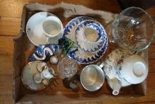 BOX LOT MINIATURE TEA CUPS MINIATURE TEA SET PAPER WEIGHTS DECORATIVES