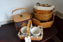 LOT OF APPROX 6 LONGABERGER BASKETS AND FLOWER POTS