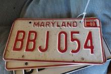LOT OF MARYLAND TAGS 1980S