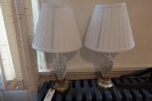 CLEAR GLASS TABLE LAMPS APPROX 21 INCH