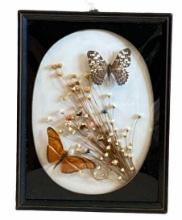 Framed Dried Flowers and Butterflies, 7 3/4’’ W x