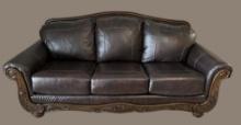 Leather Sofa--Mellwood , Walnut Frame--