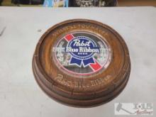 Vintage Pabst Blue Ribbon Beer Barrel Keg Mirror