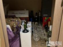 Decorative Liquor Wine and Champagne Bottles with Wine Glasses