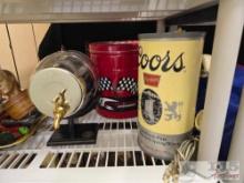 Decanter Coors Banquet and California Speedway Tin Bucket