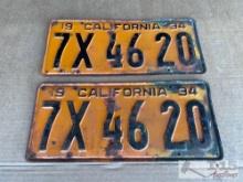 Pair of 1934 California License Plate