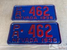 Pair of 1936 Nevada License Plate