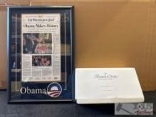 Barack Obama Newspaper Art & Barack Obama Inaugural Doll