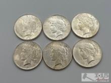 (6) 1922-1923 Silver Peace Dollars