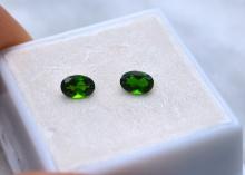 0.97 Carat Matched Pair of Oval Cut Chrome Diopside