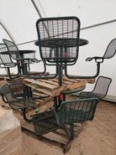 (2) 4 Metal Grid Seats w/ Backs Carousel Tables