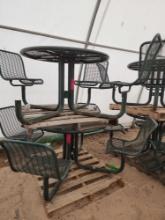 (2) 4 Metal Grid Seats w/ Backs Carousel Tables
