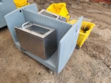 (2) Sharp Commercial Microwave Ovens, (1) Metro DSD Mobile Dish/Tray Cart (3) Rubbermaid Mop Buckets