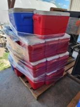 Group of Red and Blue Coleman Performance Coolers