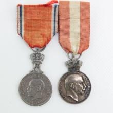 WWII Norwegian St Olav, Danish Liberty Medal Mount