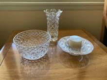 Waterford vase, bowl and candleholder