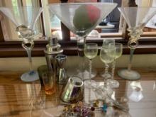 Barware Signed Art Martini Glasses More
