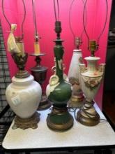 five vintage lamps