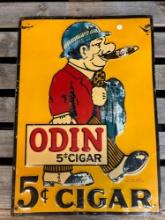 Odin 5 cent CIGAR METAL ADVERTISING TIN SIGN 27x20 inches