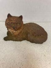 Cast iron laying cat doorstop, 10 inches long