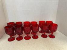 12 Fenton Madonna rose ruby red wine goblets.