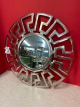 Geometric round metal wall mirror