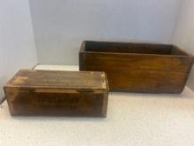 two vintage wooden boxes Waltons factory smokers cigars dovetailed box