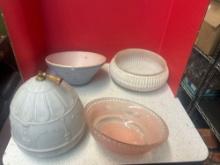 5 antique glass lampshades, art deco globe