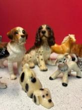 Collection of dog figurines, goebel lefton, porcelain and more