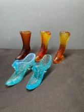 Fenton glass boots and shoes