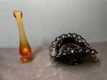 Swung vase and open lace dish