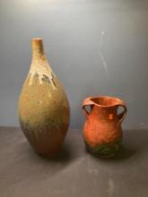 Pottery vases, including Weller
