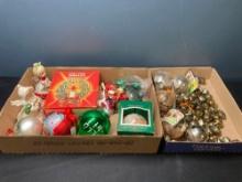 Christmas decorations, including ornaments, and figures