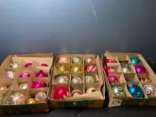 Three boxes of large shiny Brite ornaments