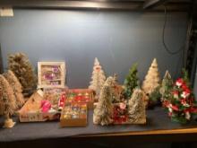 Vintage Christmas, including ornaments, and bottlebrush trees