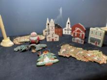 variety of vintage Christmas decorations and tree ornaments