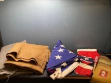 Military blankets, flags, more