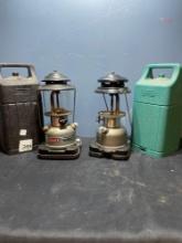 2 Coleman dual fuel double mantle lanterns with cases
