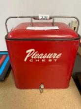 vintage pleasure chest metal cooler with original tray