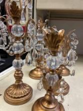 6 ornate painted glass candelabras
