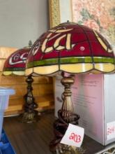Pair of Coca-Cola, Tiffany style lamps