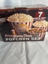 New 7 Pc Movie Time Popcorn Set
