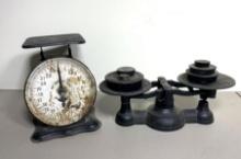 Cast Iron Balance Scale with Weights & Dial Scale